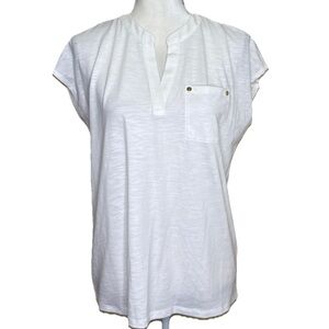 Jones New York White Short Sleeve Top Tee Shirt Pocket Women’s Small New Classic
